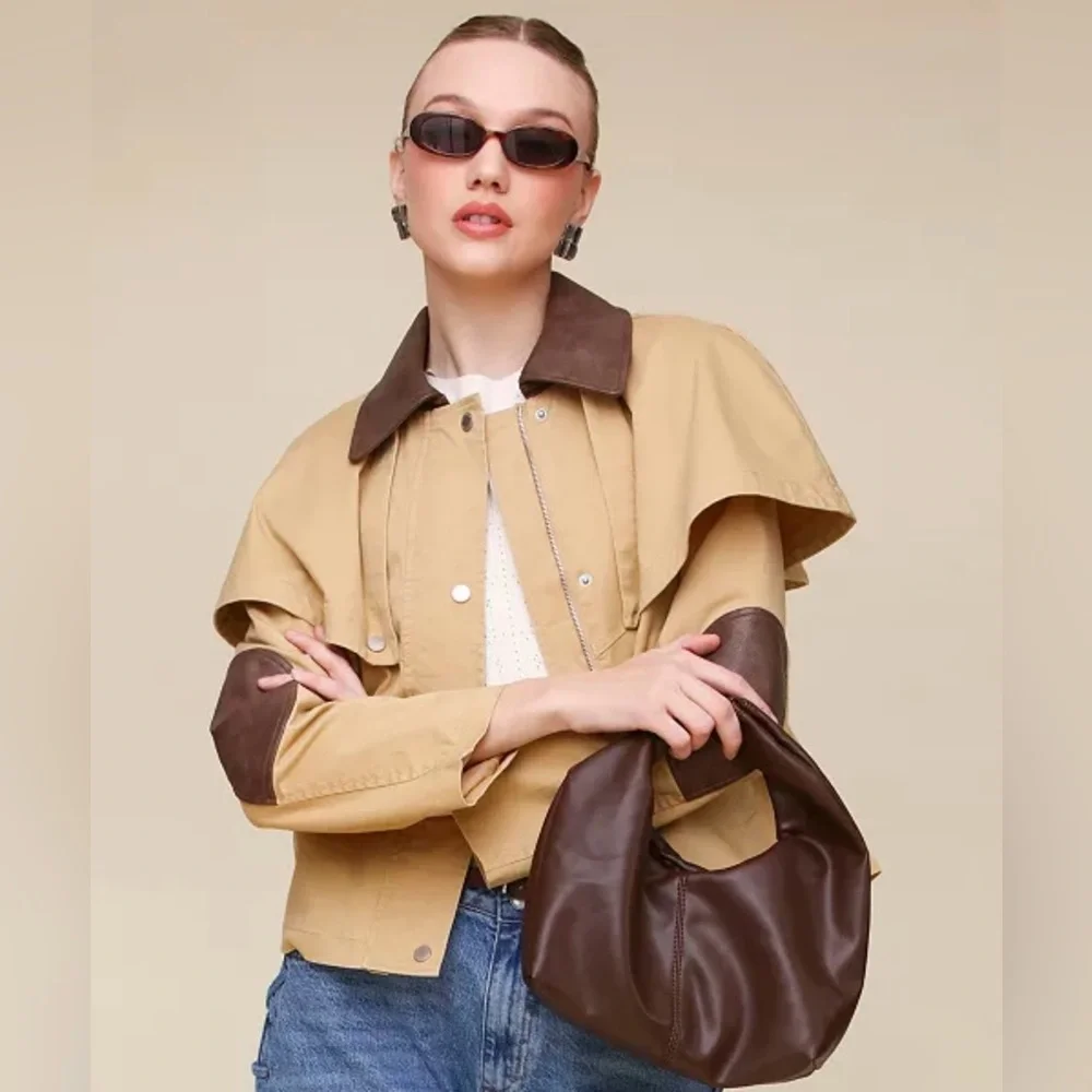 Avec Les Filles Women's Cropped Cape Trench Coat NEW With Tags Size XSmall - Picture 5 of 10